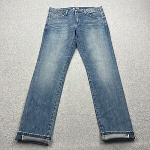 S.M.N Denim Selvedge Jeans Mens 31 Blue Medium Wash Hunter Standard Slim Redline